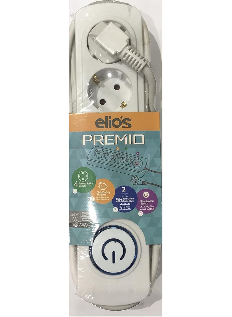 4-outlet power strip, strong and flexible wire for operating electrical appliances, 16 amps, 220 volt capacity, practical design that withstands daily use and can operate up to 4 devices at the same time.